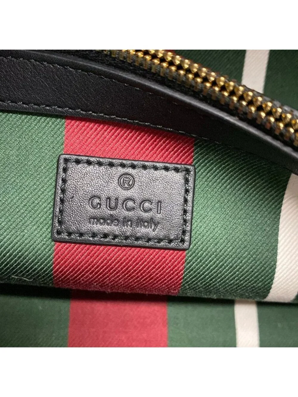 Gucci Tote GG Emblem Medium Beige Dark Brown Black Leather
